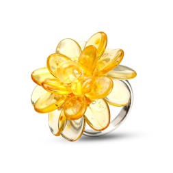 Кольцо &quot;Цветок&quot;  Янтарь
