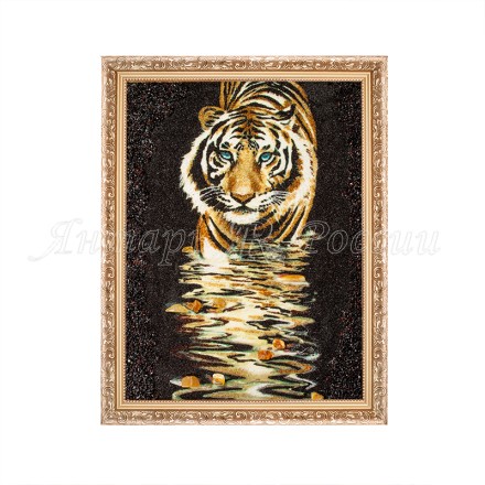Картина &quot;Тигр на водопое&quot; из Янтаря купить в Улан-Удэ