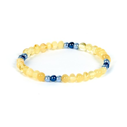 Браслет детский &quot;Мятый шар&quot; из Янтаря с перламутром купить