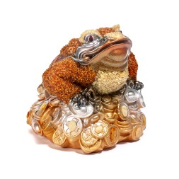 Жаба-копилка  Макси с монетами Янтарь/Керамика