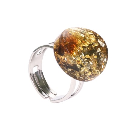Кольцо &quot;Диск&quot; из Янтаря и юв.сплава купить