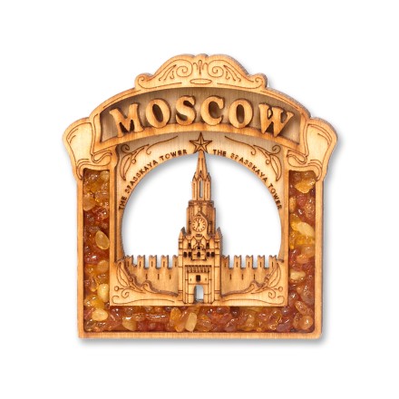 Магнит Москва Спасская башня Дерево/Янтарь купить в Улан-Удэ
