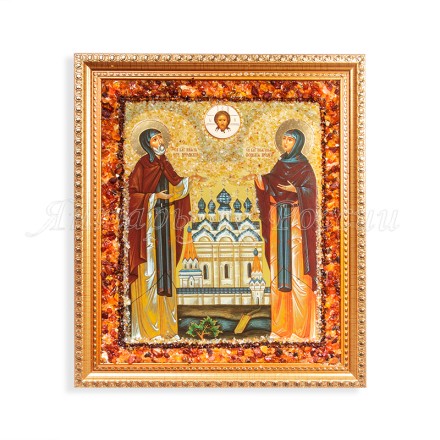 Икона из Янтаря св. Петр и Феврония купить в Улан-Удэ