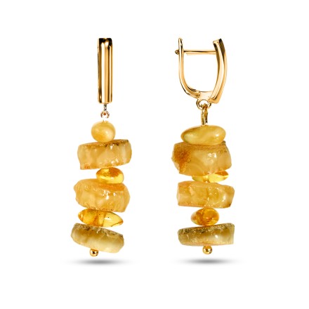 Серьги &quot;Пирамидка&quot; из Янтаря и юв. сплава купить