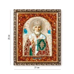 Икона &quot;св.Николай Чудотворец&quot; с Янтарем